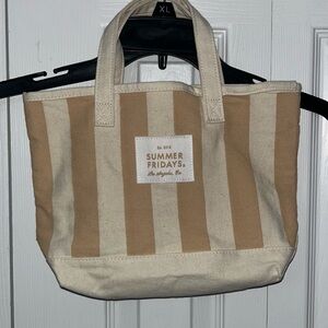 Summer Fridays Beige and Cream Striped Tote